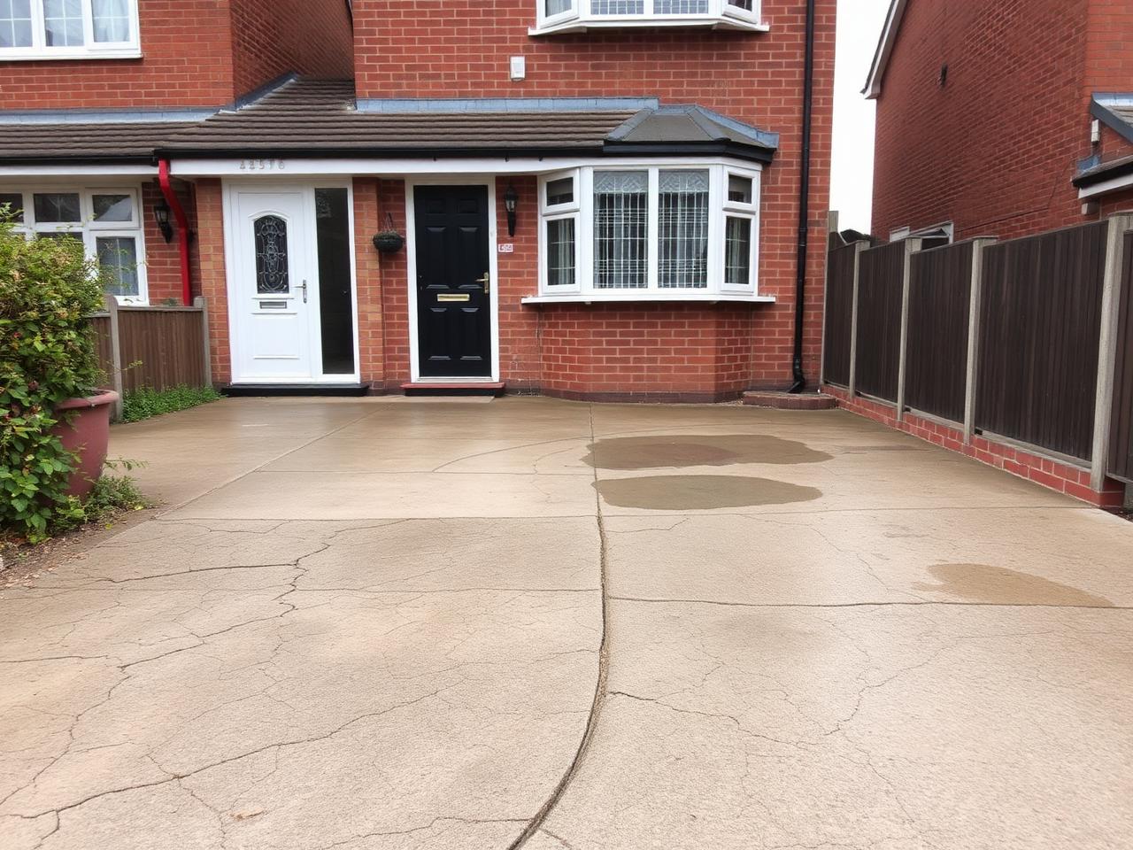 Before: Cracked concrete out, resin bound down — Stafford